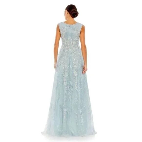 Mac Duggal 20312 Embroidered Sleeveless A Line Gown Ice Blue Size 10 NWT $798 - Picture 3 of 9